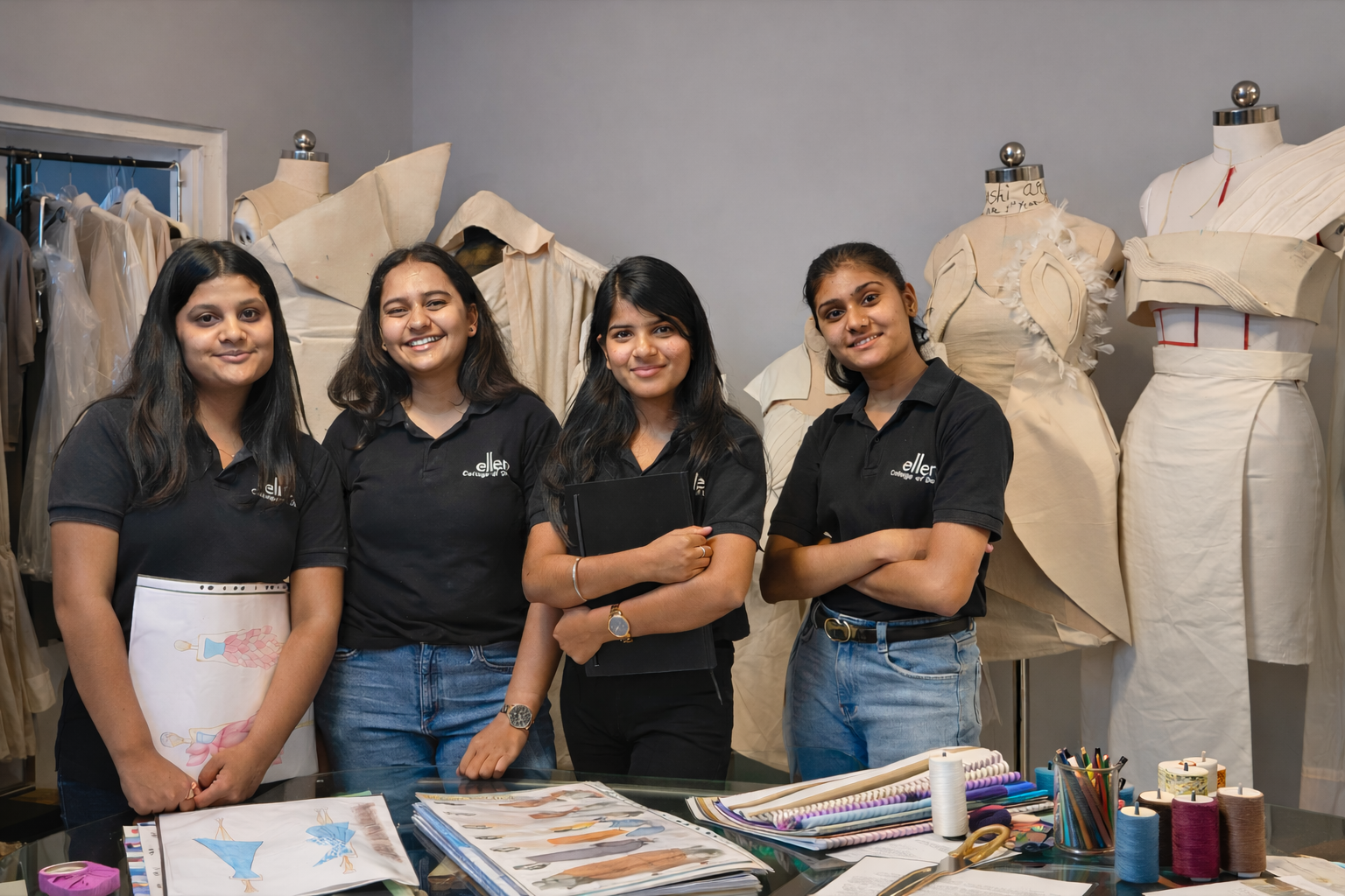 Fashion Design students working in studio